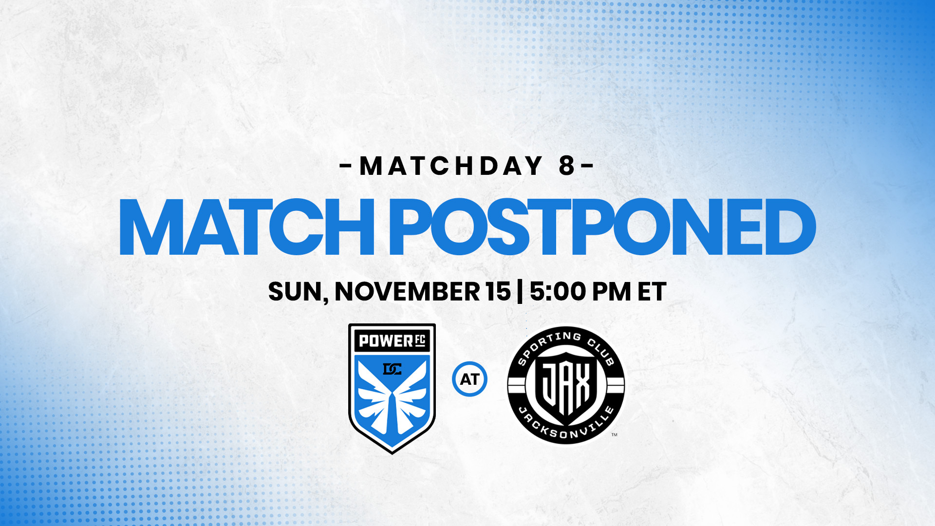 DC Power’s Away Match Against Sporting JAX Rescheduled for 5 PM EST on Sunday, Nov. 15  featured image